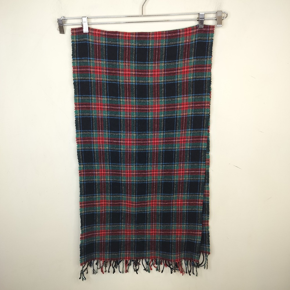 J.Crew Plaid Wool Scarf Made in Italy 70x18.5 Fringed Preppy Academic